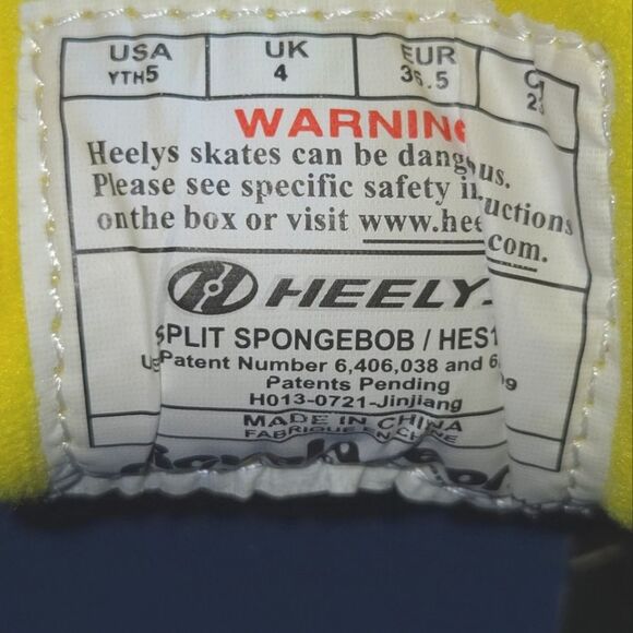 Heelys Split Spongebob Squarepants Blue & Yellow Roller Heeled Sneakers Size Y5 - Picture 9 of 12